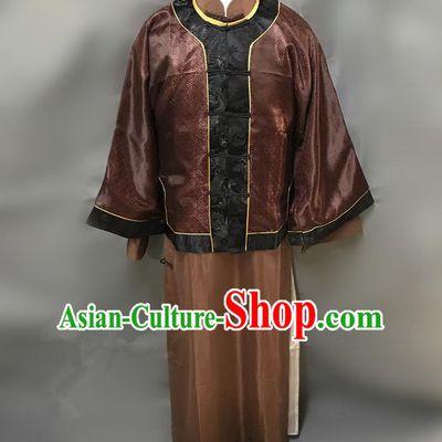 Traditional Chinese Stage Performance Costume Ancient Qing Dynasty Landlord Clothing for Men