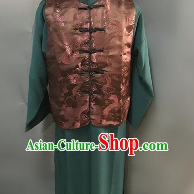 Traditional Chinese Stage Performance Costume Ancient Qing Dynasty Manchu Landlord Clothing for Men