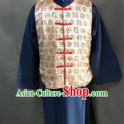 Traditional Chinese Stage Performance Costume Ancient Qing Dynasty Manchu Landlord Yellow Clothing for Men
