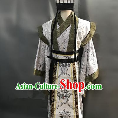 Traditional Chinese Stage Performance Costume Ancient Three Kingdoms Period Minister Hanfu Clothing for Men