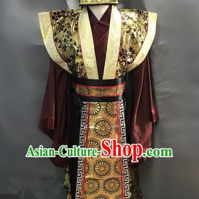Traditional Chinese Stage Performance Costume Ancient Han Dynasty Minister Clothing for Men