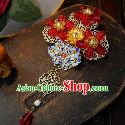 Chinese Handmade Classical Wedding Hair Accessories Ancient Hanfu Tassel Hairpins for Women