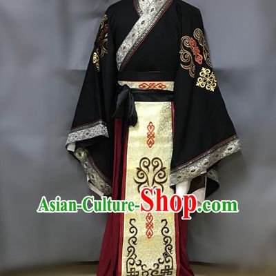 Traditional Chinese Stage Performance Costume Ancient Qin Dynasty Emperor Clothing for Men
