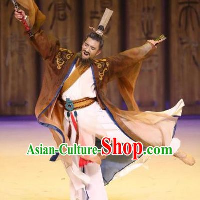 Traditional Chinese Stage Performance Costume Ancient Han Dynasty Chancellor Clothing for Men