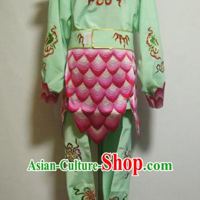 Traditional Chinese Stage Performance Costume Ancient Cosplay Nezha Green Clothing for Men