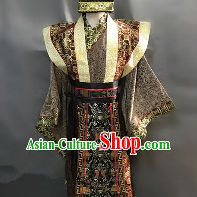 Traditional Chinese Stage Performance Costume Ancient Three Kingdoms Period Minister Clothing for Men