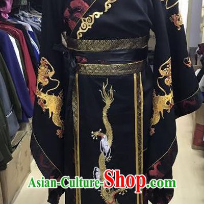 Traditional Chinese Stage Performance Costume Ancient Han Dynasty Emperor Dragon Robe for Men