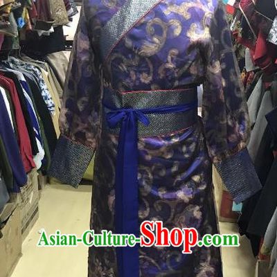 Traditional Chinese Stage Performance Costume Ancient Ming Dynasty Swordsman Royalblue Robe for Men