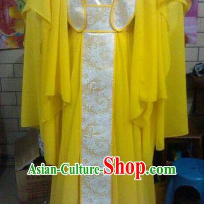 Traditional China Ancient Cosplay Swordsman Costume Palace Princess Yellow Dress for Women