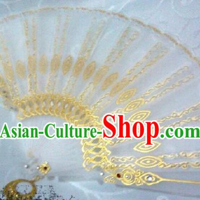 Traditional China Ancient Cosplay Swordsman Palace Lace Fans for Women