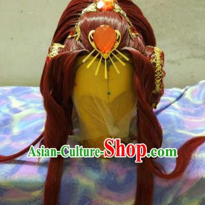 Traditional China Ancient Cosplay Asmodians Princess Wig and Hair Accessories Headwear for Women
