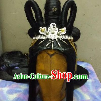 Traditional China Ancient Cosplay Nobility Lady Wig and Hair Accessories Headwear for Women