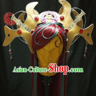 Traditional China Ancient Cosplay Female General Swordsman Hair Accessories Hat for Women