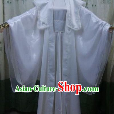 China Ancient Cosplay Swordswoman Costume Traditional Palace Lady White Hanfu Dress for Women