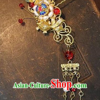 Chinese Handmade Classical Hair Accessories Ancient Wedding Hanfu Pearls Hairpins for Women