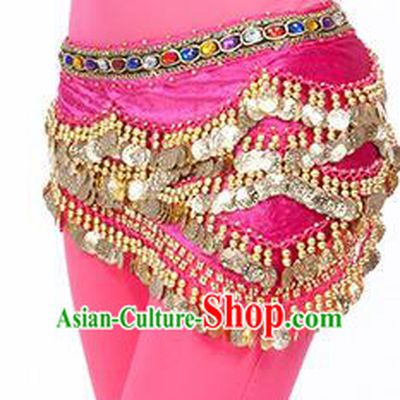 Traditional Asian Indian Belly Dance Waist Accessories Rosy Waistband India National Dance Belts for Women