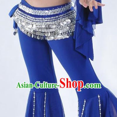 Asian Indian Belly Dance Argent Paillette Waistband Accessories India National Dance Royalblue Belts for Women