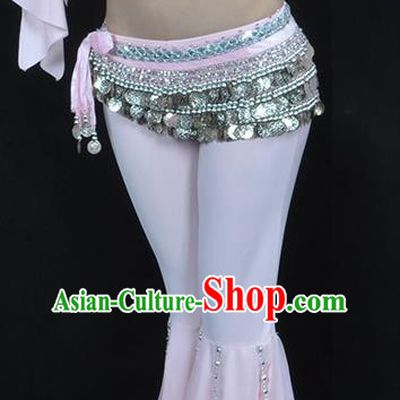 Asian Indian Belly Dance Argent Paillette Waistband Accessories India National Dance Pink Belts for Women