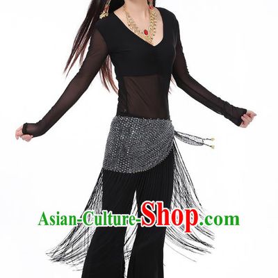 Asian Indian Belly Dance Black Costume Stage Performance India Raks Sharki Dress for Women