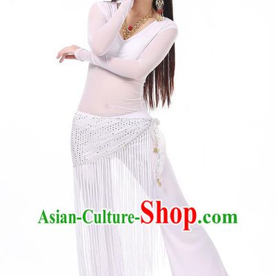 Asian Indian Belly Dance White Costume Stage Performance India Raks Sharki Dress for Women