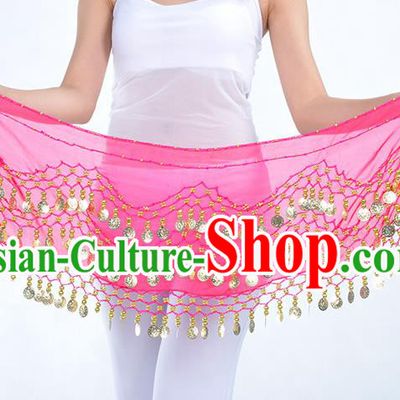 Asian Indian Belly Dance Rosy Silk Waistband Accessories India Raks Sharki Belts for Women