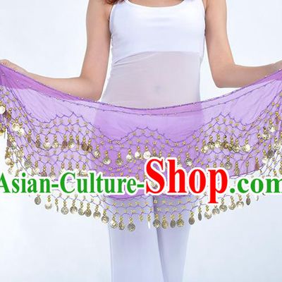 Asian Indian Belly Dance Purple Silk Waistband Accessories India Raks Sharki Belts for Women