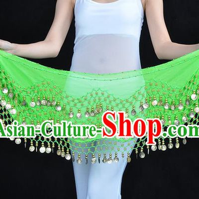 Asian Indian Belly Dance Light Green Silk Waistband Accessories India Raks Sharki Belts for Women