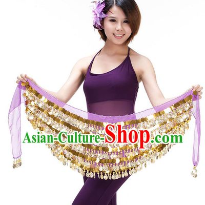 Asian Indian Belly Dance Paillette Waist Chain Purple Waistband India Raks Sharki Belts for Women