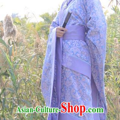 China Ancient Han Dynasty Young Lady Costume Princess Hanfu Curving-front Robe for Women