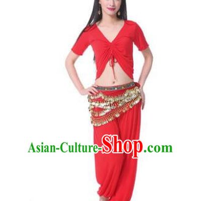Asian Indian Belly Dance Costume Stage Performance Red Outfits, India Raks Sharki Dress for Women