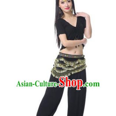 Asian Indian Belly Dance Costume Stage Performance Black Outfits, India Raks Sharki Dress for Women