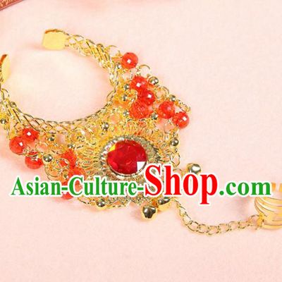 Asian Indian Belly Dance Accessories Bracelet India National Dance Red Crystal Bangle for Women