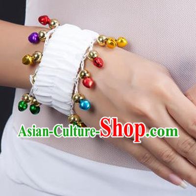 Oriental Indian Belly Dance Accessories White Bracelets India Raks Sharki Bells Bangle for Women