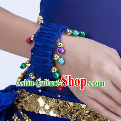 Oriental Indian Belly Dance Accessories Deep Blue Bracelets India Raks Sharki Bells Bangle for Women