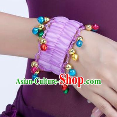 Oriental Indian Belly Dance Accessories Lilac Bracelets India Raks Sharki Bells Bangle for Women