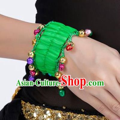 Oriental Indian Belly Dance Accessories Green Bracelets India Raks Sharki Bells Bangle for Women