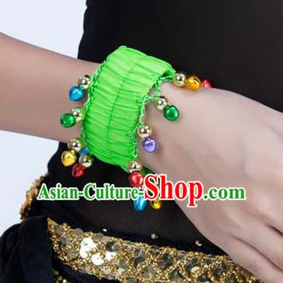 Oriental Indian Belly Dance Accessories Light Green Bracelets India Raks Sharki Bells Bangle for Women