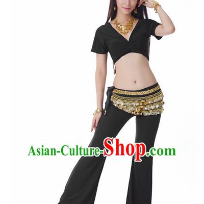 Asian Indian Belly Dance Costume Stage Performance Yoga Black Outfits, India Raks Sharki Dress for Women