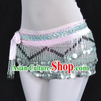 Indian Traditional Belly Dance Paillette Pink Belts Waistband India Raks Sharki Waist Accessories for Women