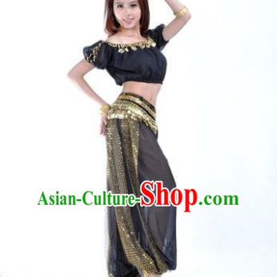 Asian Indian Belly Dance Costume Stage Performance Yoga Black Uniform, India Raks Sharki Dress for Women