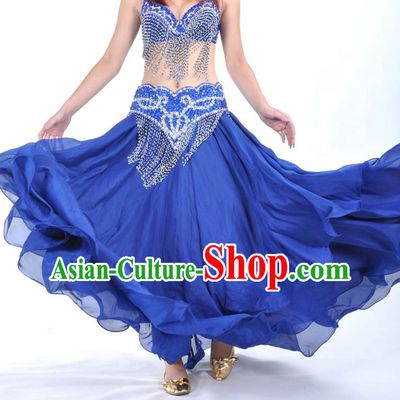 Asian Indian Belly Dance Costume Stage Performance Royalblue Expansion Skirt, India Raks Sharki Dress for Women