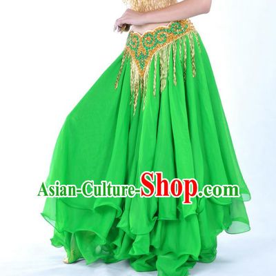 Asian Indian Belly Dance Costume Stage Performance Green Expansion Skirt, India Raks Sharki Dress for Women