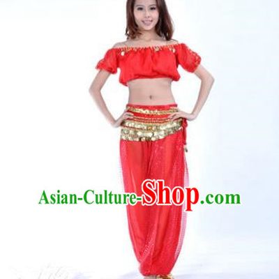 Asian Indian Belly Dance Costume Stage Performance Yoga Red Uniform, India Raks Sharki Dress for Women