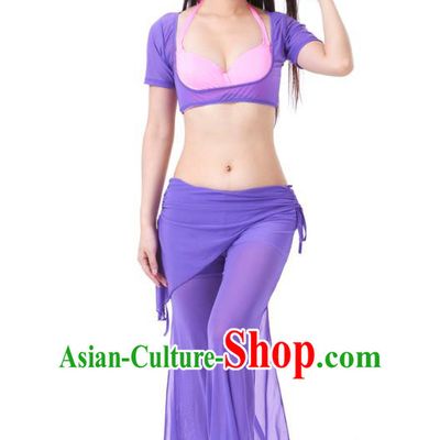 Asian Indian Belly Dance Bluish Violet Uniform India Raks Sharki Dress Oriental Dance Clothing for Women