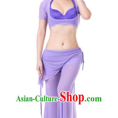 Asian Indian Belly Dance Lilac Uniform India Raks Sharki Dress Oriental Dance Clothing for Women