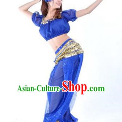Asian Indian Belly Dance Costume Stage Performance Yoga Royalblue Uniform, India Raks Sharki Dress for Women