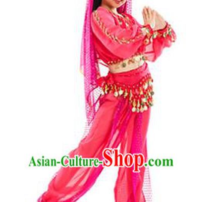 Asian Indian Belly Dance Uniform India Raks Sharki Dress Oriental Dance Rosy Clothing for Kids