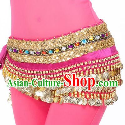 Asian Indian Belly Dance Diamante Waist Accessories Rosy Waistband India Raks Sharki Belts for Women