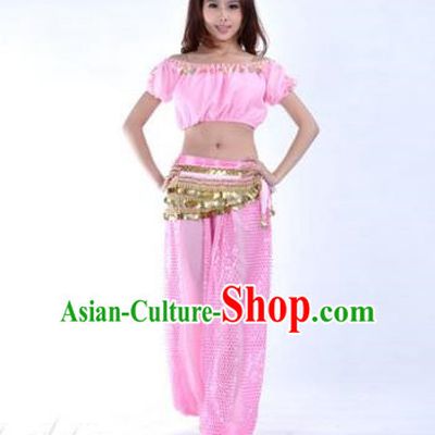 Asian Indian Belly Dance Costume Stage Performance Yoga Pink Uniform, India Raks Sharki Dress for Women