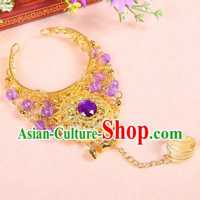 Top Belly Dance Accessories Purple Crystal Bracelets for Women